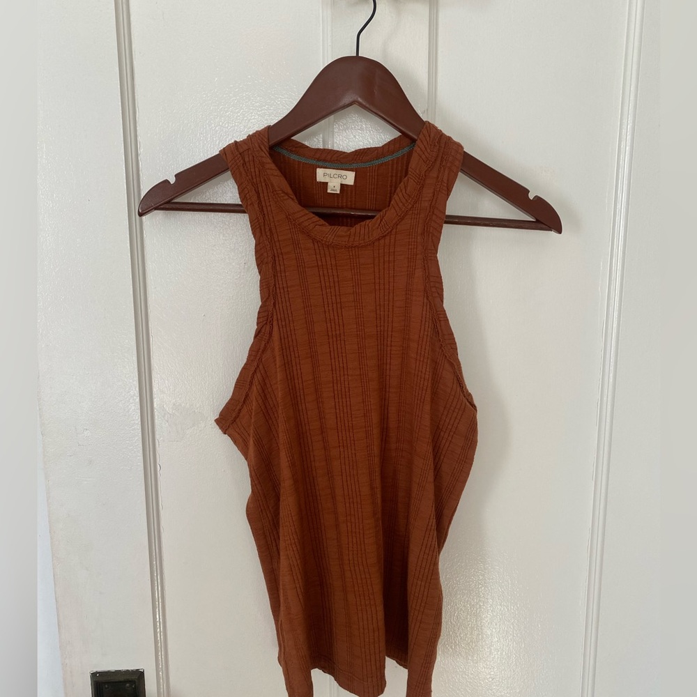 Anthropologie Ribbed Tank Top in Rust Brown